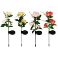 thumbnail image 4 of Juego de 2 luces LED solares de rosas rojas con forma de rosas artificiales para uso exterior, decoración de jardín, patio, tumba, cementerio, balcón, decoración navideña., 4 of 4