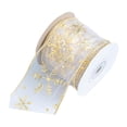 thumbnail image 1 of Christmas Wired Edge Ribbons Durable 9M Comfortable to Touch Cute DIY Crafts White Gold Pattern, 1 of 9
