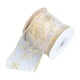 thumbnail image 1 of Cinta navideña decorativa de 9 m de ancho para envolver regalos con motivos navideños. Patrón de oro blanco, 1 of 9