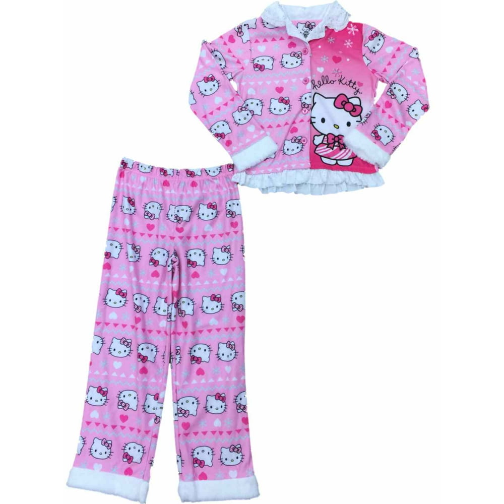 Hello Kitty Girls Hello Kitty Cat Fuzzy Christmas Pajamas Holiday
