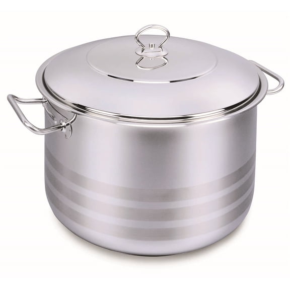 Korkmaz Classic 18/10 Stainless Steel Stockpot Covered Cookware Induction Compatible Oven Safe 47 Quart