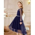 thumbnail image 4 of Arshiner Girls Dresses Contrast Mesh Long Sleeve Twirly High Low Birthday Party Formal Dress, 4 of 7