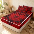 thumbnail image 3 of Erosebridal Victorian Damask Zipper Queen Comforter Set with Fitted Sheet and 2 Pillowcases, Bohemian Death Skull Zipper Bedding Set, Black Red, Black Reversible, 3 of 7