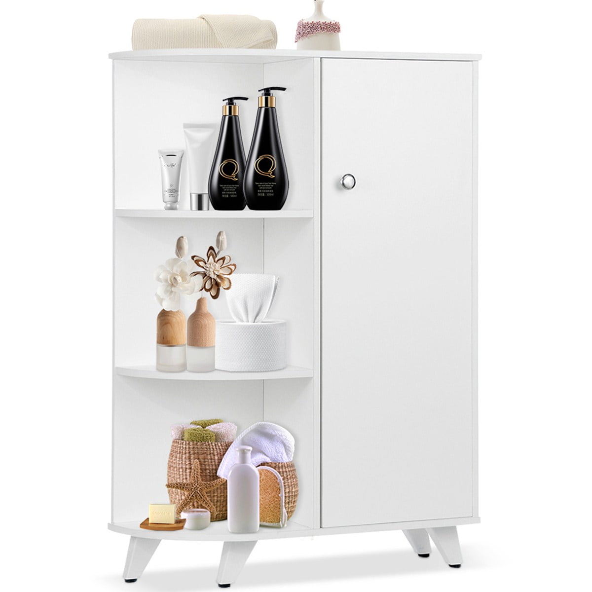 Insma Bathroom Floor with Door & 3 Shelves Freestanding Bathroom Floor Storage