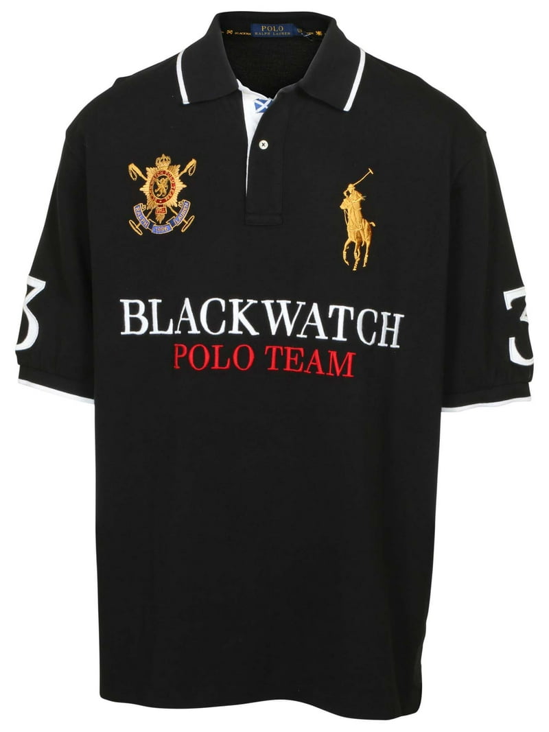 Polo RL Men's Big and Tall Black Watch Polo Team Shirt (3XB, Black