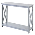 thumbnail image 3 of Grey Wooden Entryway Tabletop Furniture with Display Shelf Stand and X Bar, 3 of 11