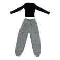 thumbnail image 1 of Ropa femenina a escala 1/6, camisa de manga larga con pantalones, moda de acción Gris y negro, 1 of 9