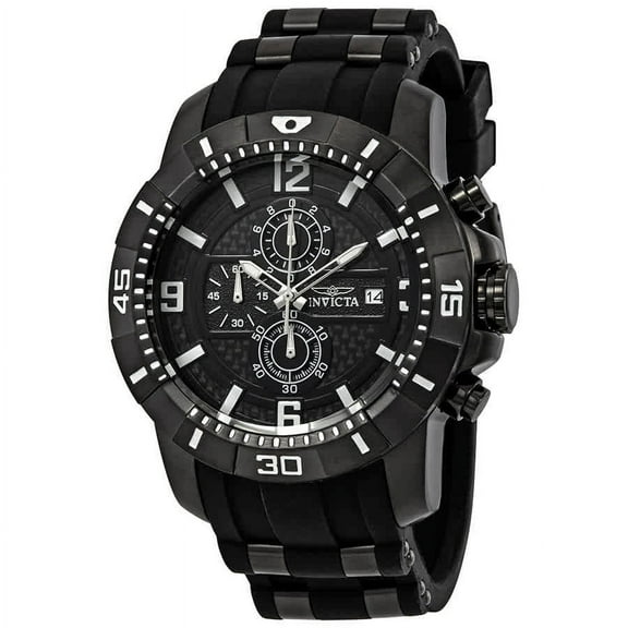Invicta Men's Pro Diver 50mm Black Silicone Band Steel Case Flame-Fusion Crystal Quartz Analog Watch 24967