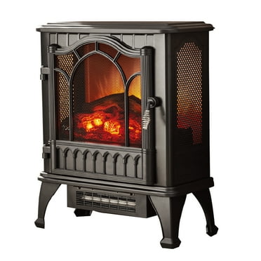 Mainstays 3D Electric Stove with Life-like Flame, Black