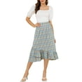 thumbnail image 2 of Unique Bargains Women's Floral Elastic Waist Ruffle High Low Hem Skirts, 2 of 5