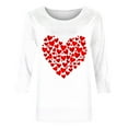 thumbnail image 4 of Yteetum Women's Valentines T Shirts Oversized Crewneck Valentine's Day Graphic Printed 3/4 Length Sleeve Shirt Tops Womens Casual Round Neck Loose Comfy Loves Heart Print Three Quarter Sleeve Shirts, 4 of 6