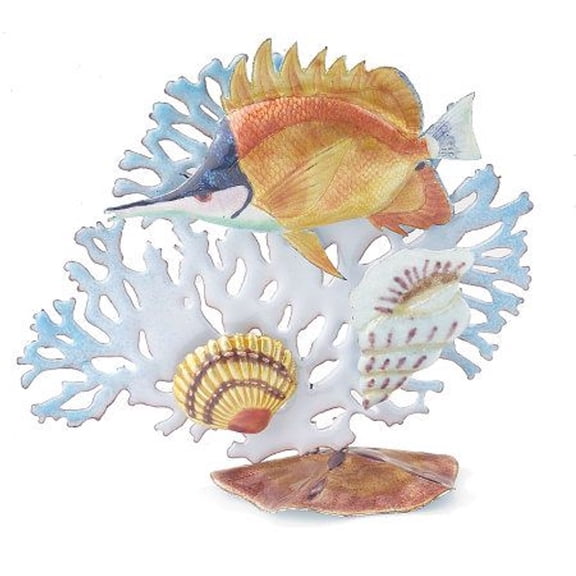 Cloisonne Fish and Shell Seascape Figurine - Multicolor (For Home Decor)