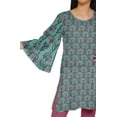 thumbnail image 4 of Moomaya Robe Tunique Mini à Manches Kimono Imprimées à Col Rond pour Femmes Vêtements, 4 of 5