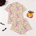 thumbnail image 4 of Puliio Halloween Women's Pajamas Set Cute Print Short Sleeve Button Down Sleepwear 2 Piece Soft Loungewear Nightwear Pjs Sets, 4 of 9