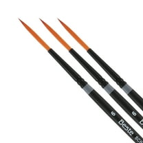 Creative Mark Beste Golden Taklon Script Liner #6 - 3 Pack Artist Paint Brush, Professional Watercolor Brushes, For Acrylic Painting, Short Handle, Sharp Edges, Hand-Tied & Shaped