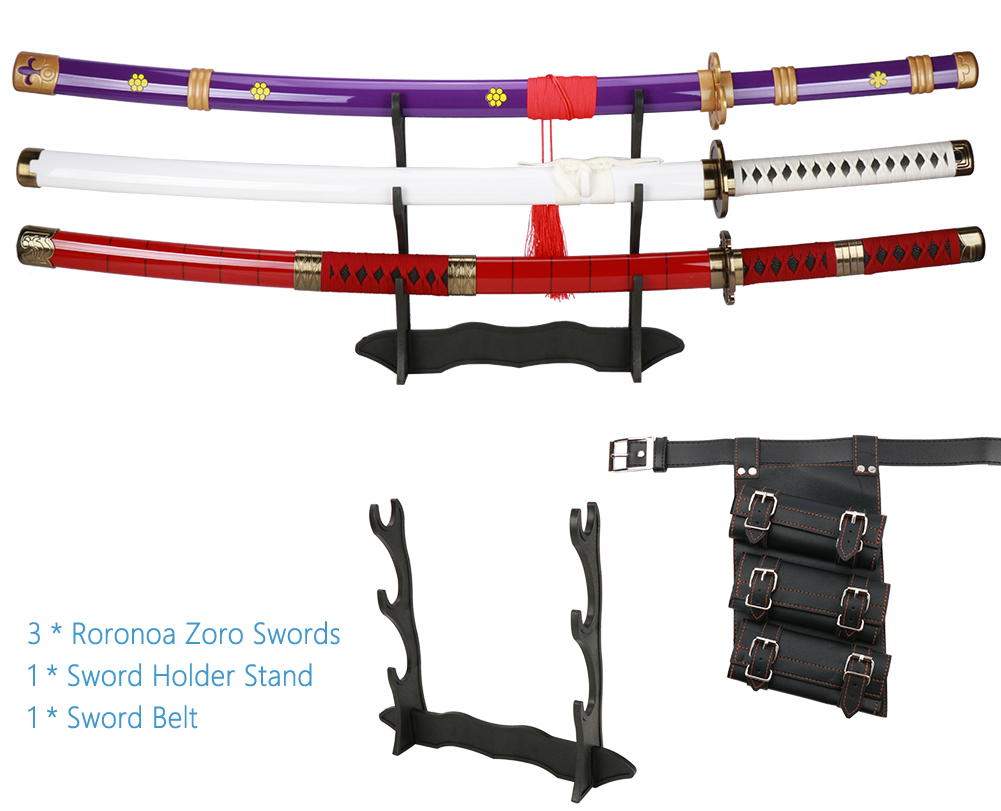 Elervino Bamboo Roronoa Zoro Sword with Belt Holder, 41 inches, Yama Enma/Wado Ichimonji/Kitetsu Sword, 3 in 1 - image 2 of 6