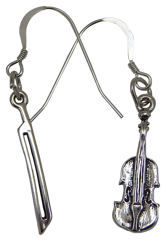 sterling silver violin earrings