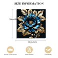 thumbnail image 2 of FANNA Abstract Flower Canvas Wall Art Blue Floral and Gold Leaves Pictures Print Flower Artwork Living Room Decor  12x12 in, 2 of 5