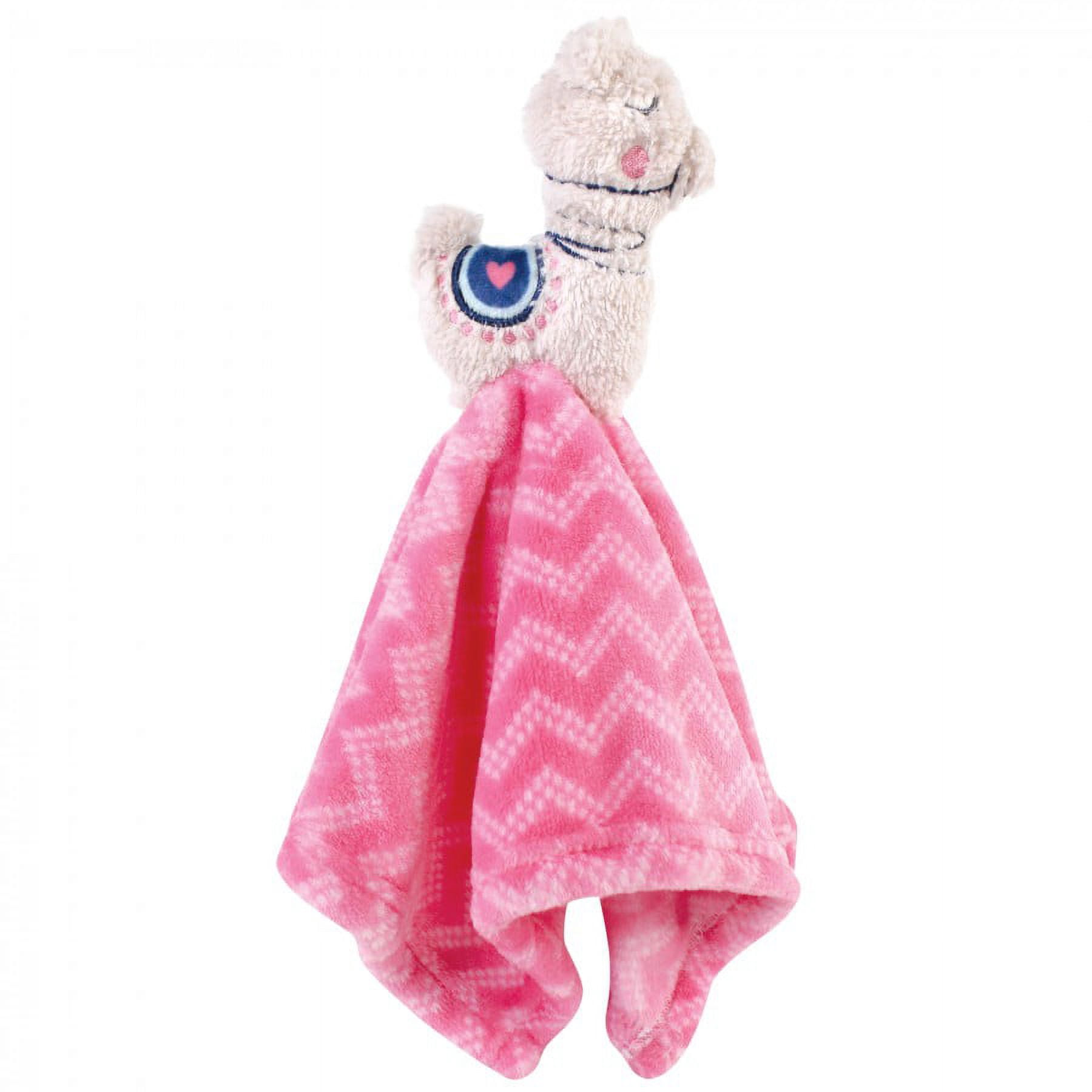 Hudson Baby Infant Girl Animal Face Security Blanket, Llama, One Size