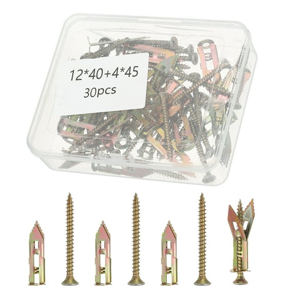 Self Drilling Drywall Anchors with Screws, 30 Pcs Steel Anchors & 30 Pcs Screws Kit No Drill or Holes in Wall(0.47x1.57 Inch)