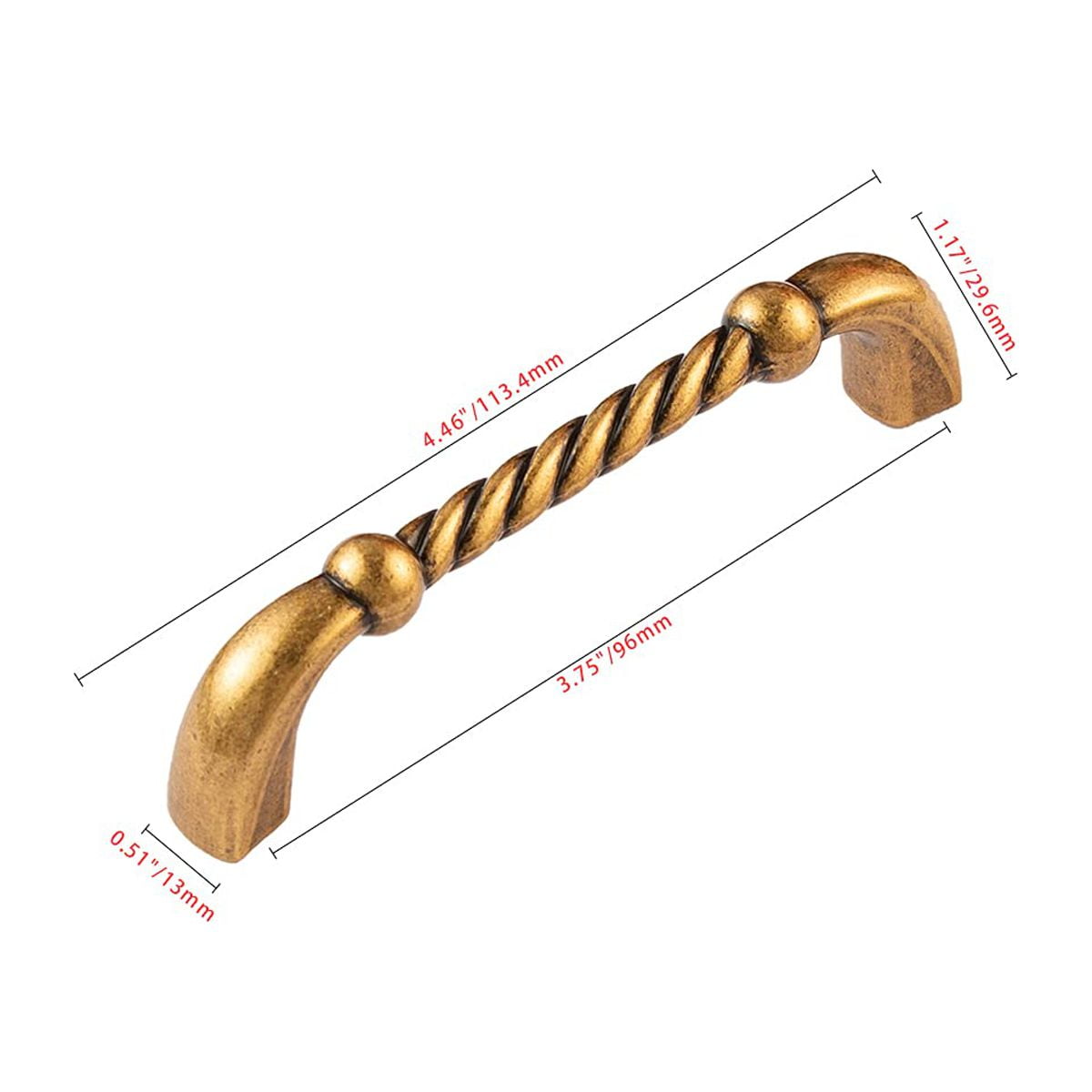 Utopia Alley 25pcs Naples Pull Handle - Decorative Cabinet Drop Pull Handles- Vintage Cabinet Hardware with Hand Finished Antique European Brass - Metal Drawer Pull Handle, 3.75" Center to Center