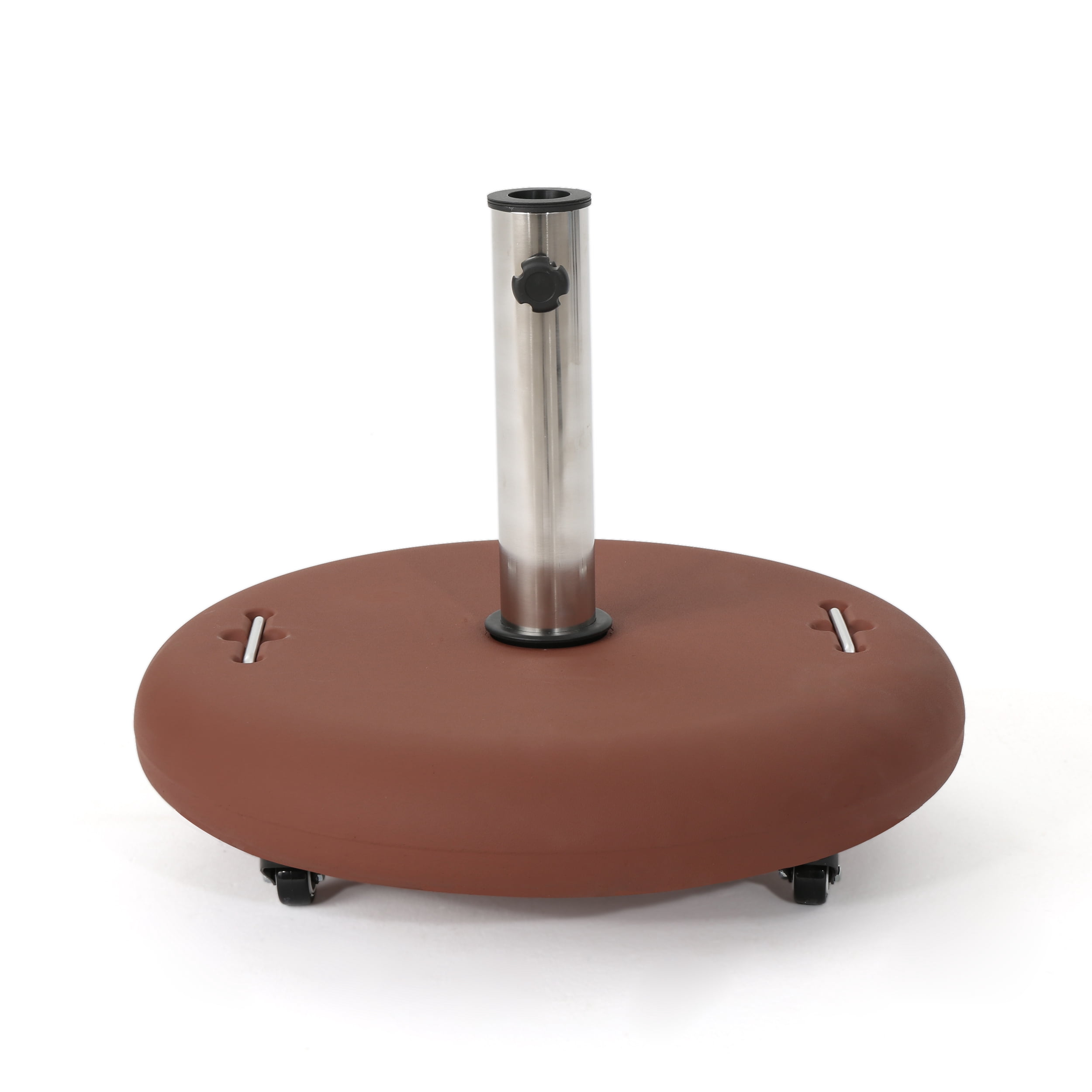 Noble House 80lb Steel Circular Stainless Steel & Concrete Umbrella Base