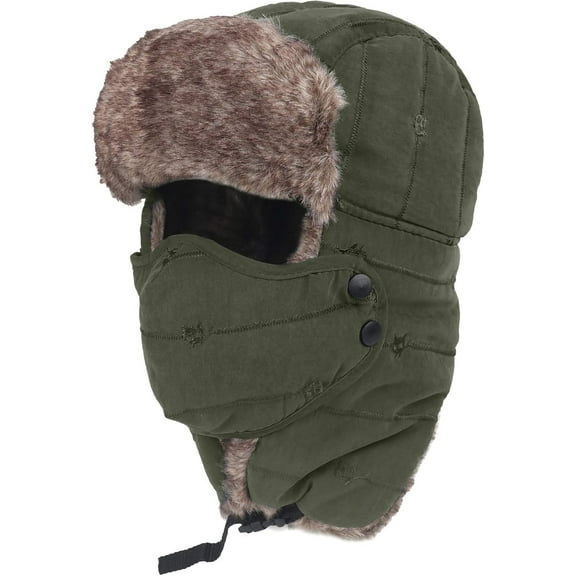 Connectyle Trooper Trapper Hat Warm Winter Hats with Removable Face Mask Earflaps Faux Fur Hunting Outdoor Hat