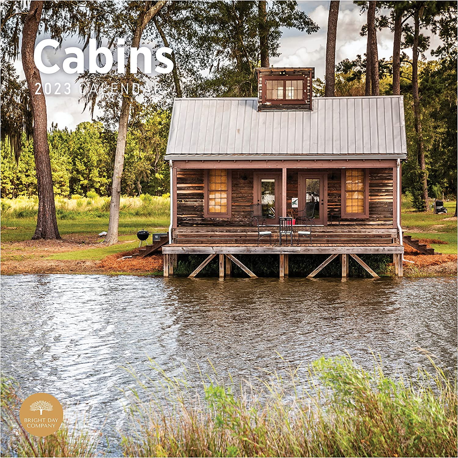 2023 Cabins Monthly Wall Calendar by Bright Day, 12 x 12 Inch, Country