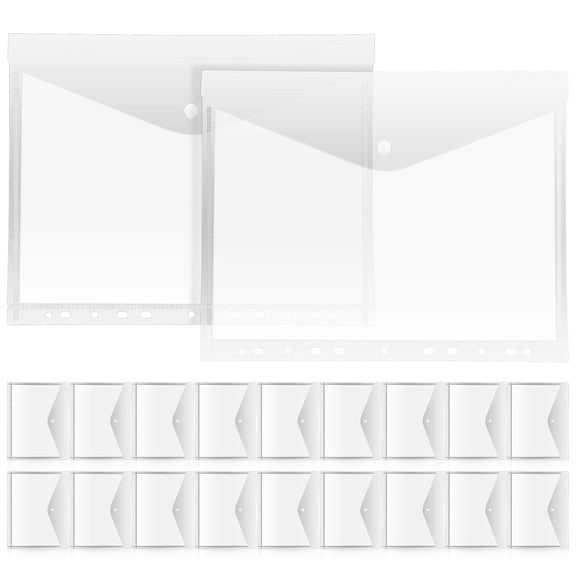 Guangmc 20 A4 Clear Binder Pockets Organizer Envelope Bags for School/Office