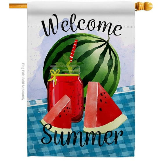 Angeleno Heritage H137023-BO Watermelon Summer Food Fruit 28 x 40 in. Double-Sided Decorative Vertical House Flags for Decoration Banner Garden Yard Gift