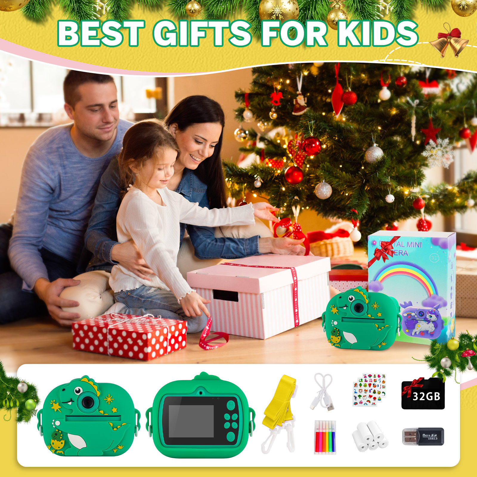 Inadays Kids Instant Print Digital Camera 1080P Green photo 7