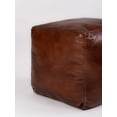 thumbnail image 5 of BBH Homes Brown Sqaure 14x14x14 Leather Pouf Ottoman Handmade Recycled Cotton Fill BBBACPF0012, 5 of 9