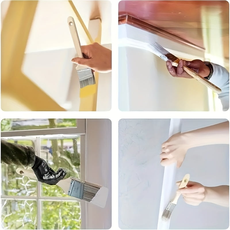 5 Professional Angled Oil Paint Brushes - Wooden Handles for Art, Crafts, School & Office