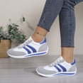 thumbnail image 4 of QWKLEAJ Women’s Retro Striped Lace Up Sneakers Lightweight Casual Walking Shoes Non Slip Soft Sole Fashion Athletic Training Footwear for Daily Outdoor Blue 8, 4 of 6