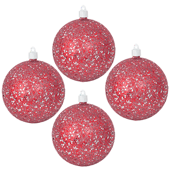 Christmas By Krebs Ornament, Commercial Grade Indoor and Outdoor Shatterproof Plastic, Water Resistant Ball Ornament Decorations (Red & Silver Multicolor Glitz, 4 3/4 inch (120mm))