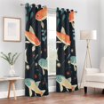 thumbnail image 6 of Fish Leaves Flowers Blue Blackout Curtain Panels Drapes Privacy Assured with Light Filtering Curtains for Living room Bedroom Bathroom Window, 6 of 6