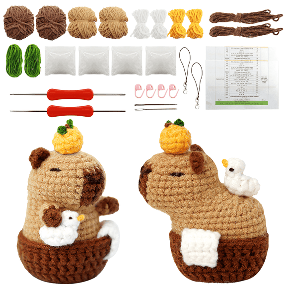 GIRACOA Adult Beginner Crochet Kit, Cute Animal Beginner Crochet Kit with Yarn and Step-by-Step Video Tutorial, Ideal DIY Gift for Kids Adult Craft Lovers