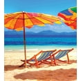 thumbnail image 3 of Seaside Duvet Cover Set, Deck Chairs Overlooking Tropical Sea of Thailand Beach Exotic Holiday Picture, Decorative 3 Piece Bedding Set with 2 Pillow Shams, Queen Size, Orange Blue, by Ambesonne, 3 of 3