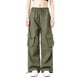 thumbnail image 1 of Amzcrzy Pantalones Cargo Holgados para Mujer, Cintura con Cordón, Pierna Ancha, Cómodos, Cintura Elástica, Sobredimensionados, Informales, Estilo Calle Hip Hop, con Bolsillos, Tallas M-2XL Verde, 1 of 5