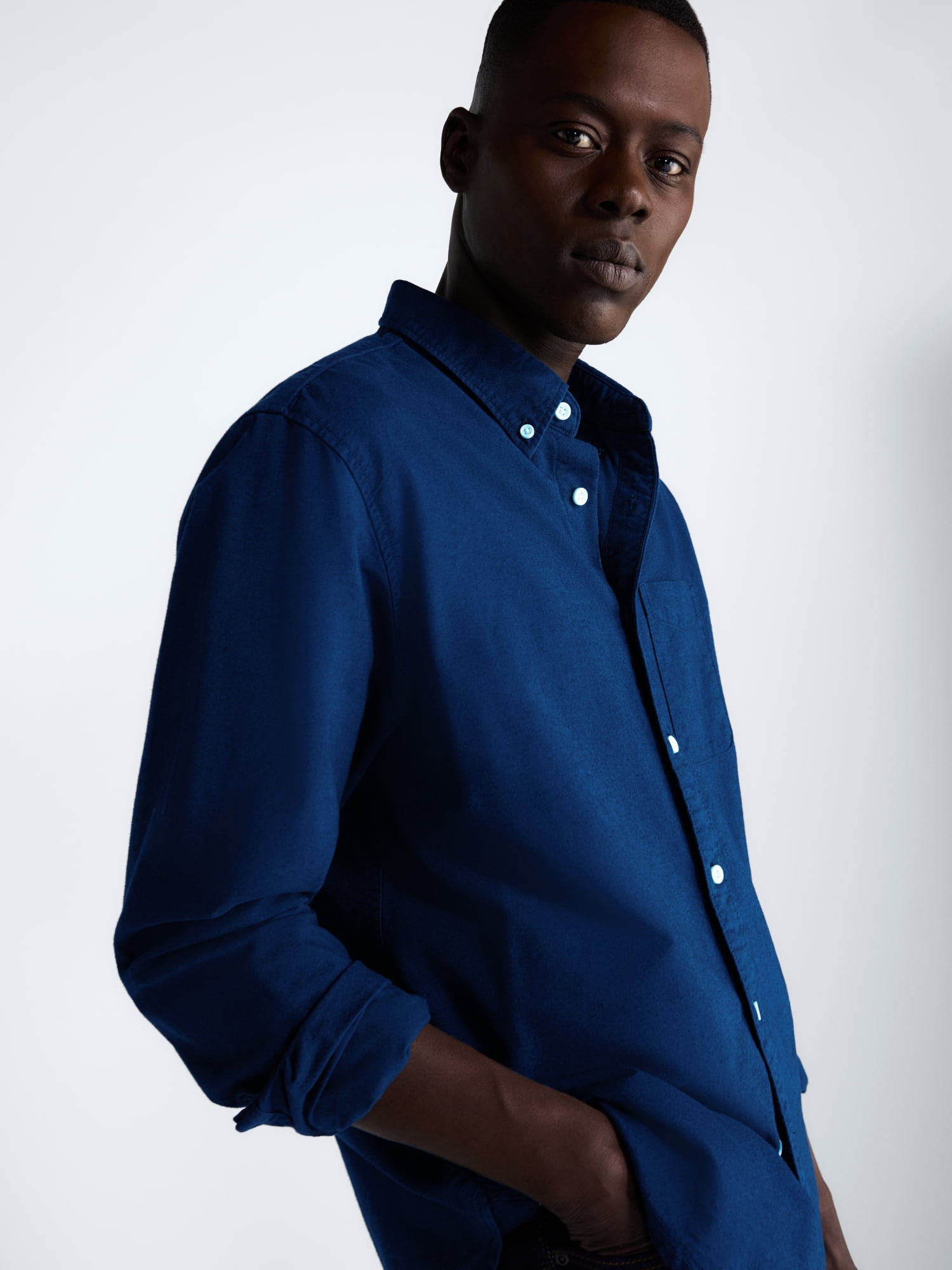 Free Assembly Men's Cotton Button Down Oxford Shirt with Long Sleeves, Sizes XS-3XL