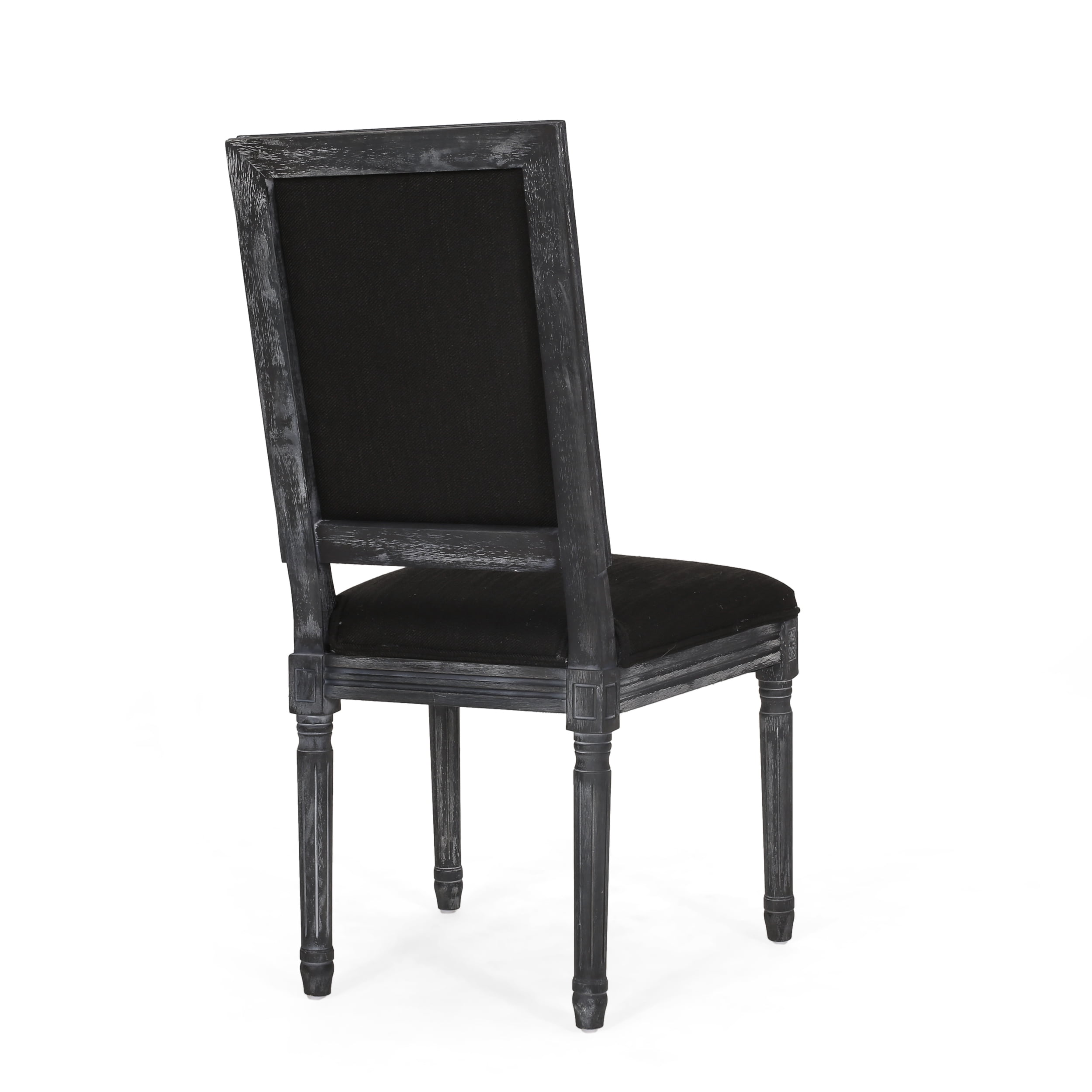 Noble House Robin French Wood Upholstered Dining Chair, Set of 4, Black
