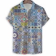 thumbnail image 5 of Camisa con estampado geométrico 3D vintage para hombre, blusa de manga corta con gráficos artísticos, camisas hawaianas con botones, blusa informal de verano con solapa suelta, 5 of 5