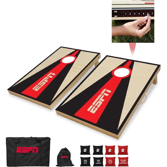 ESPN Cornhole Board Set, 2 x 3 Feet Solid Wood Cornhole Board with 8 Cornhole Bags & Travel Bag