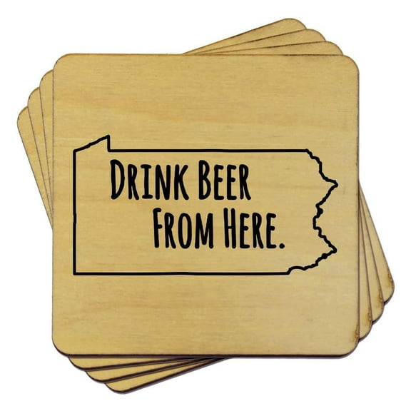 Torched Pennsylvania Drink Beer Coaster Handmade Beer Coaster 4"x4" Brown
