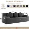thumbnail image 4 of 3 Seater Corduroy Sofa, UHOMEPRO No Assembly Deep Seat Couch, Comfy Loveseat Sofa with Plush Foam Cushion, Modern Floor Sofa for Living Room, Bedroom, Apartment, Guest Room, Deep Grey, 4 of 8
