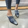 thumbnail image 2 of Essentials Women's Pointy Toe Mule with Block Heel Summer Denim Slippers Cowboy Shoes UK Sale Pointed Toe Slip on Chunky Heels Slide Mules for Women, 2 of 7