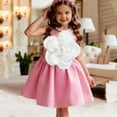 thumbnail image 2 of AINIYS Girls Turn-Down Collar Short Sleeve A-Line Dress With Hidden Back Zipper Flowy Skirt For Party And Tea Party Pink 100, 2 of 9