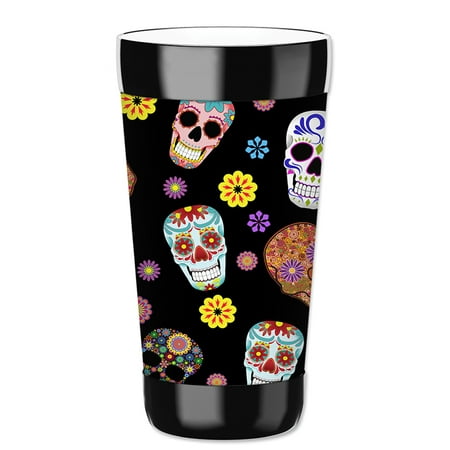 Mugzie 16-Ounce Tumbler Drink Cup with Removable Insulated Wetsuit Cover - Sugar Skull