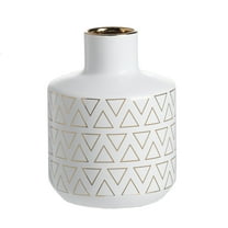 ARGUST D5.9x7.9" Round White/Gold Vase