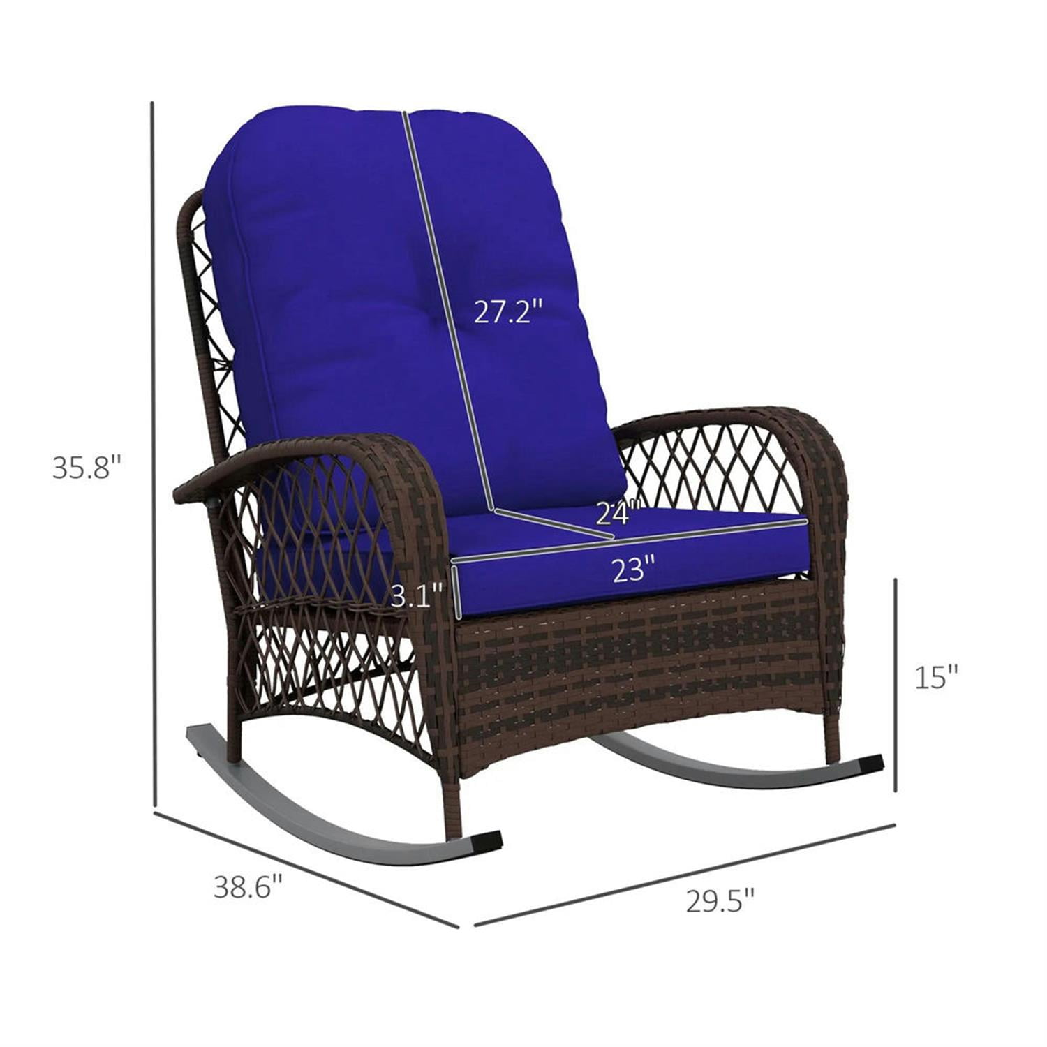 Demi Bonn Outdoor PE Rattan Wicker Recliner with Soft Pillow, Garden Relaxing Swing Chair, Durable Lounge Seat Furniture for Patio, Garden, Blue